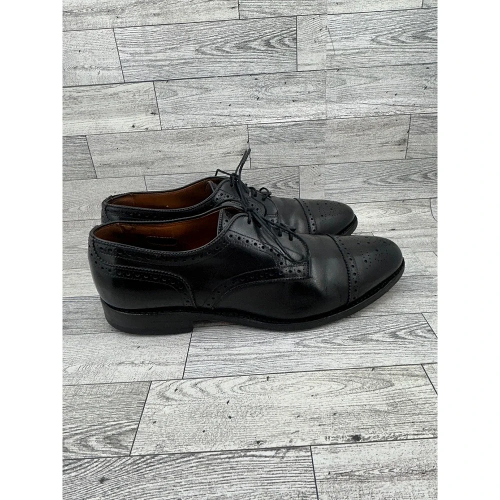 Allen Edmonds Sanford Black‎ Leather Cap Toe Brogue Derby Shoes Men Sz 8D 5207